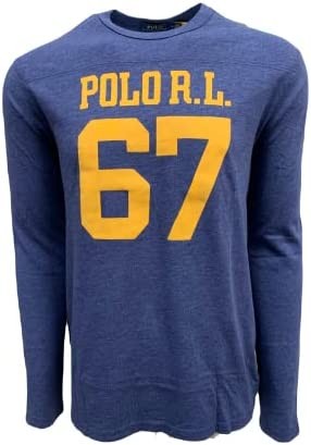 POLO RALPH LAUREN Mens Screened 67 Logo Jersey Long Sleeve T-Shirt (S, Navy Heather)