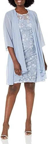 Alex Evenings Women's Short Embroidered Dress with Illusion Jacket