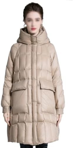 Douxie Down Jacket Women's Mid-length A Swing Thickened Hooded Loose Thin White Duck Down Down Jacket Coat