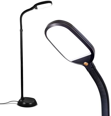 Brightech Litespan - Bright LED Floor Lamp for Crafts and Reading, Estheticians' Light for Lash Extensions, Adjustable Gooseneck Standing Lamp for Living Room, Bedroom and Office - Jet Black