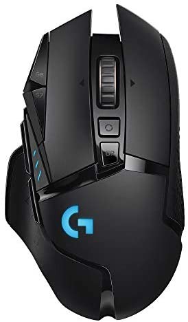 Logitech G502 Lightspeed Wireless Gaming Mouse with Hero 25K Sensor, PowerPlay Compatible, Tunable Weights and Lightsync RGB - Black