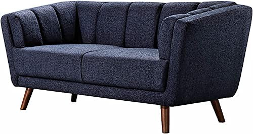 American Eagle Furniture AE555 Mid Century Linen Fabric Upholstered Living Room Loveseat, 70", Blue/Gray