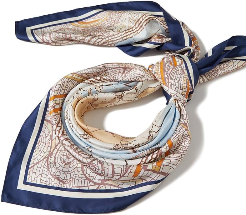 GOELIA Double Sided Printed 14 Momme 100% Mulberry Silk Scarf Top Head Hair Neck Large Scarfs for Women (35 x35 Inches)