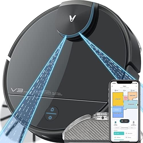 VIOMI V3 Max Robot Vacuum and Mop, 3 in 1, 300mins, 5200mAh, 2700Pa, Lidar Navigation Robotic Vacuum Cleaner, Smart Mapping, Self-Charge, 2.4G WiFi, Work with Alexa/Google, for Carpets and Pets
