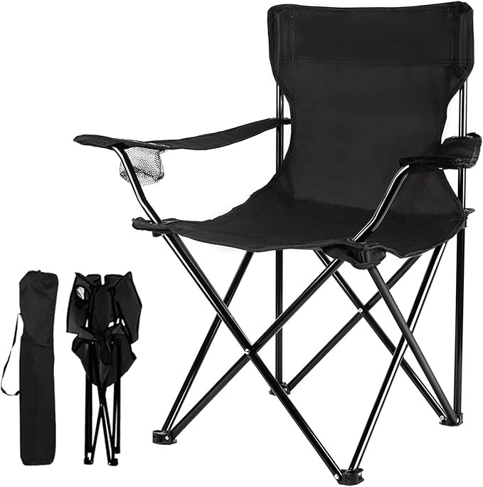 Damei century Portable Camping Chairs Enjoy The Outdoors with a Versatile Folding Chair, Sports Chair, Outdoor Chair & Lawn Chair, Black
