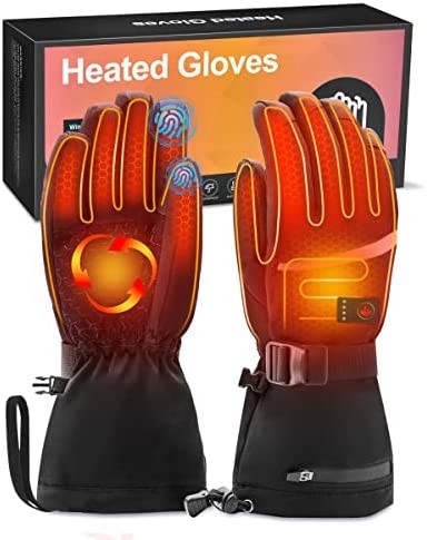 Heated Gloves for Men and Women, 7.4V Rechargeable Electric Heated Gloves, Heated Gloves with Touch Screen, Waterproof Heated Gloves for Indoor, Outdoor Sports and Raynaud， FFraao