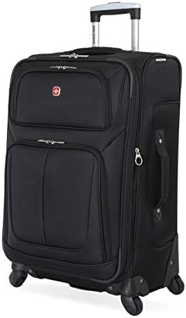 SwissGear Sion Softside Expandable Luggage, Black, Checked-Medium 25-Inch