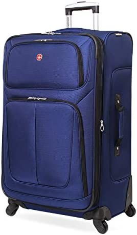 SwissGear Sion Softside Expandable Luggage, Blue, Checked-Large 29-Inch