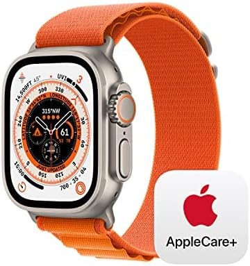 Apple Watch Ultra GPS + Cellular, 49mm Titanium Case with Orange Alpine Loop - Medium with AppleCare+ (2 Years)