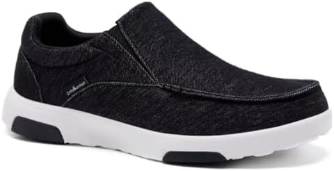 OrthoComfoot Comfortable Orthopedic Mens Slip On Loafers, Arch Support Boat Shoes for Extra Cushioning and Pain Relief, Canvas Breathable Plantar Fasciitis Walking Shoes