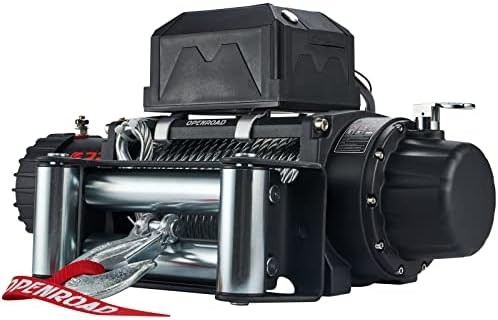 OPENROAD 9500 lbs Load Capacity Electric Winch, Waterproof IP67 Truck Winch,12V Steel Cable Winch for Jeeps, Trucks, SUV, with 2 Wireless Handheld Remote Control and 1 Wired Handle…