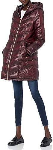Calvin Klein Women's Hooded Chevron Quilted Packable Down Jacket (Regular and Plus)