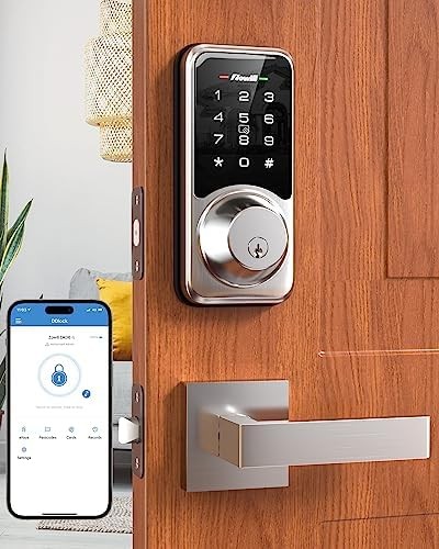 Zowill Front Door Lock Set with APP Contorl - Keyless Entry Door Lock with Handle Set, Electronic Keypad Deadbolt, Auto Lock, Easy Installation - Keypad Door Lock with Handle Compatible with Alexa