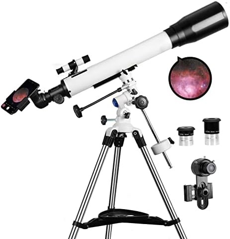 Telescopes for Adults, 70mm Aperture and 700mm Focal Length Professional Astronomy Refractor Telescope for Kids and Beginners - with EQ Mount, 2 Plossl Eyepieces and Smartphone Adapter