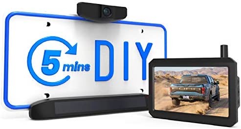 AUTO-VOX Solar 1 Wireless Backup Camera for Car, 5Mins DIY Installation, Back Up Camera System Wireless with Digital Signal, License Plate Rearview Camera with 5" Monitor for Trucks/Trailer/RV