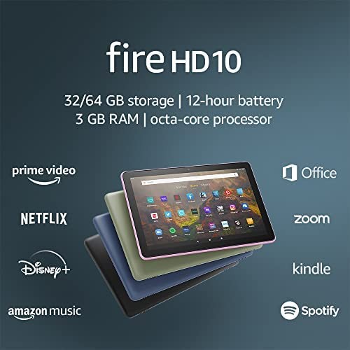Certified Refurbished Fire HD 10 tablet, 10.1", 1080p Full HD, 64 GB, latest model (2021 release), Black