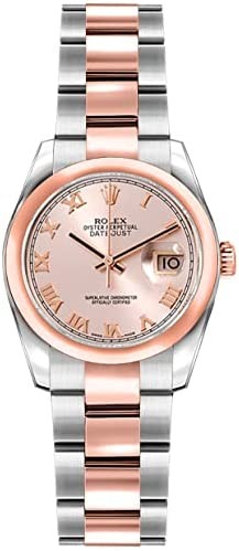Rolex Lady's Datejust Steel Rose Gold Smooth Bezel Oyster Bracelet Pink Roman Dial 179161pro